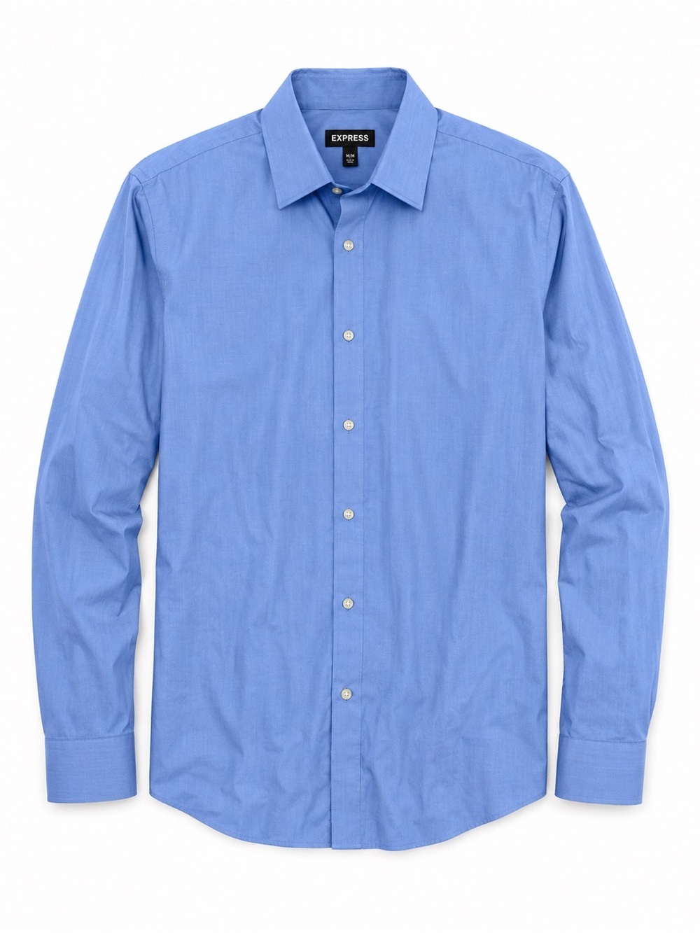 Express Men's Blue Long-Sleeve Dress Shirt